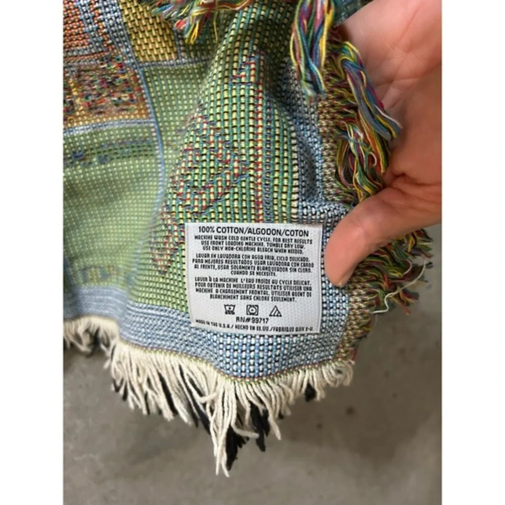Vintage Monopoly Woven Cotton‎ Throw Blanket Excellent Used Condition